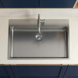 Pure.Sink Comfort RVS grote Spoelbak 75x40cm Tapwing met kraanopening PCM7540T-02